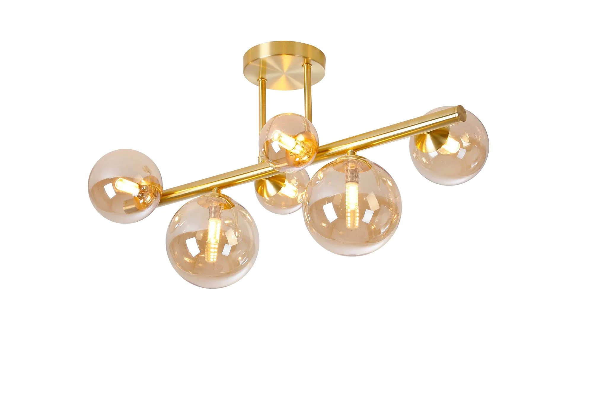 Seville 6 Lt Semi Flush Ceiling Light, Gold/Black/Nickel - Various Shade Finishes - Image 4