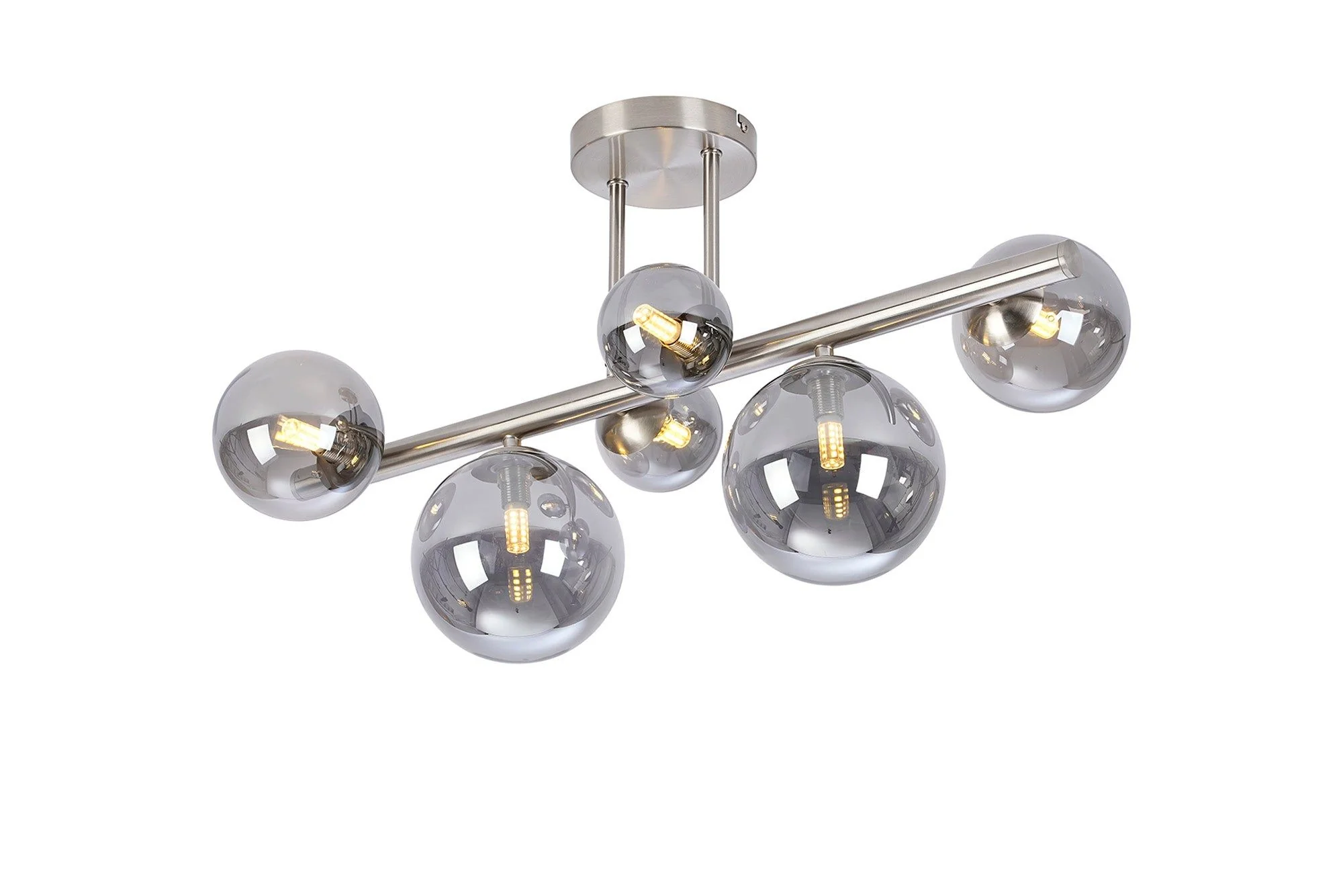 Seville 6 Lt Semi Flush Ceiling Light, Gold/Black/Nickel - Various Shade Finishes - Image 9