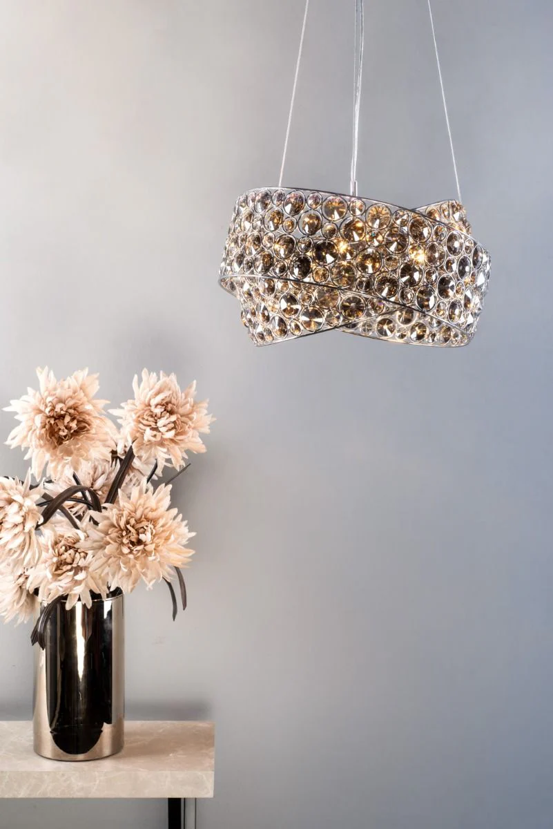 Sewanee Smoked Crystal 3 Light Pendant Polished Chrome - Image 2
