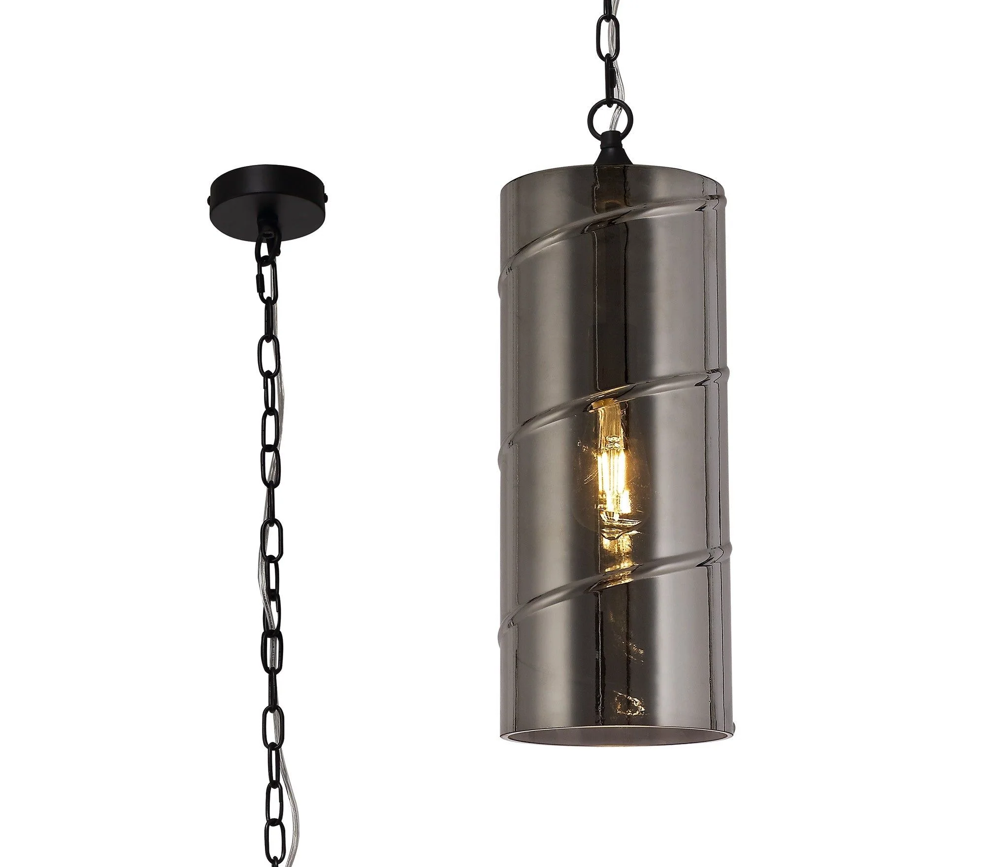 Shauna Pendant, Antique Brass/Amber,  Matt Black/Smoked, Polished Chrome/ Clear - Image 2