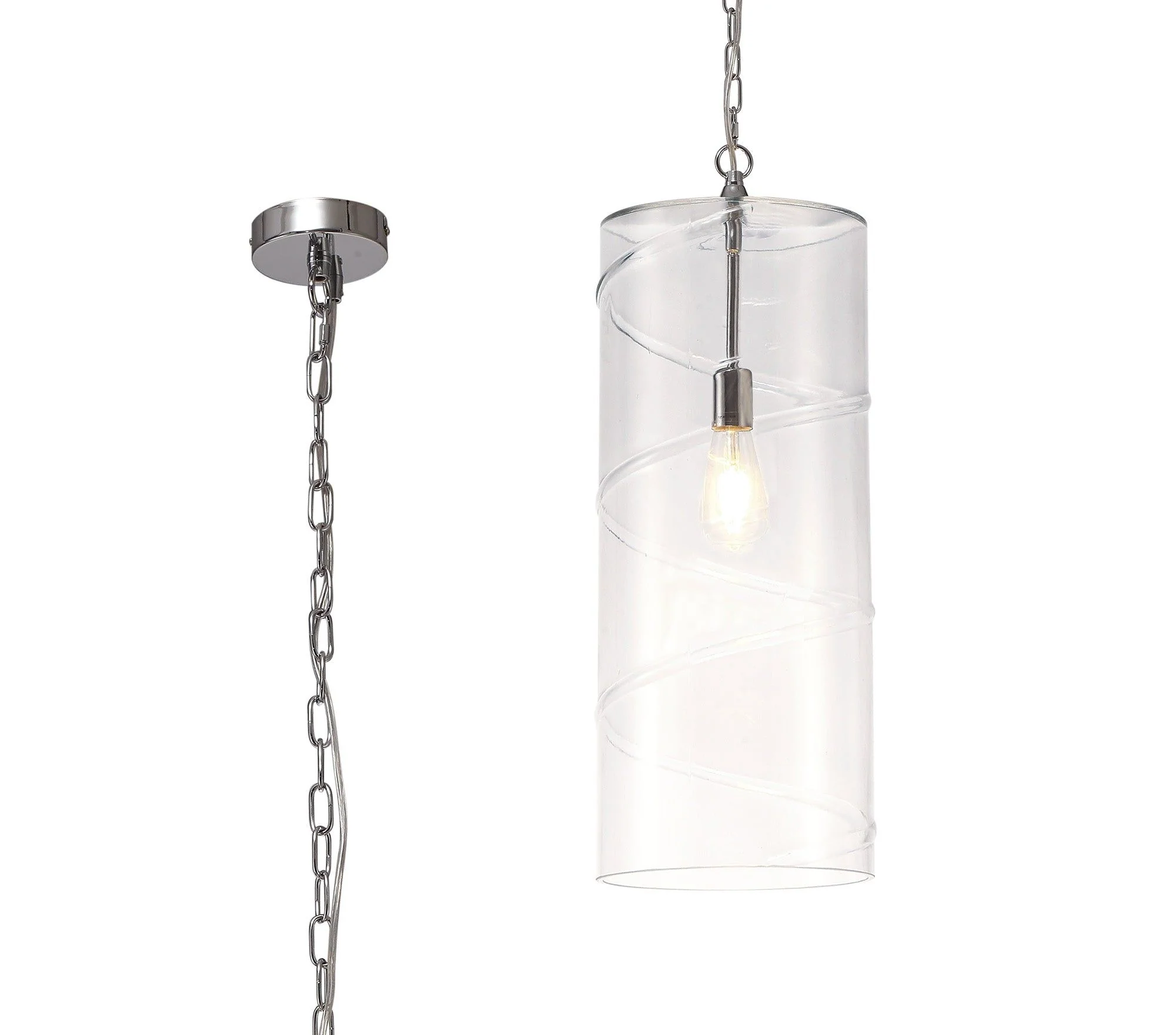 Shauna Pendant, Antique Brass/Amber,  Matt Black/Smoked, Polished Chrome/ Clear - Image 3