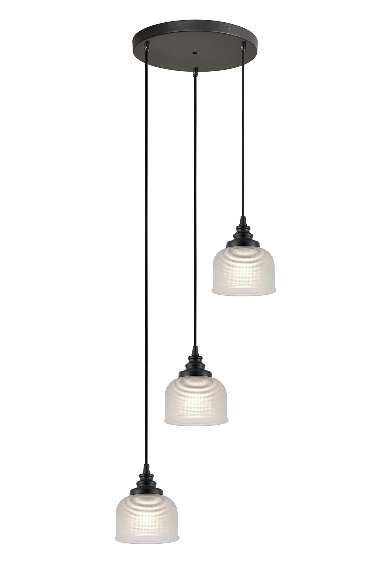 Sheffield Cluster Light Round Pendant, E27 Satin Black/Prismatic Dome Glass With Various Shades - Image 3