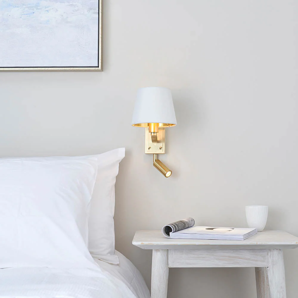Shelbourne 1Lt Wall & Spot - Bright Nickel/Satin Gold E14+LED - Image 10