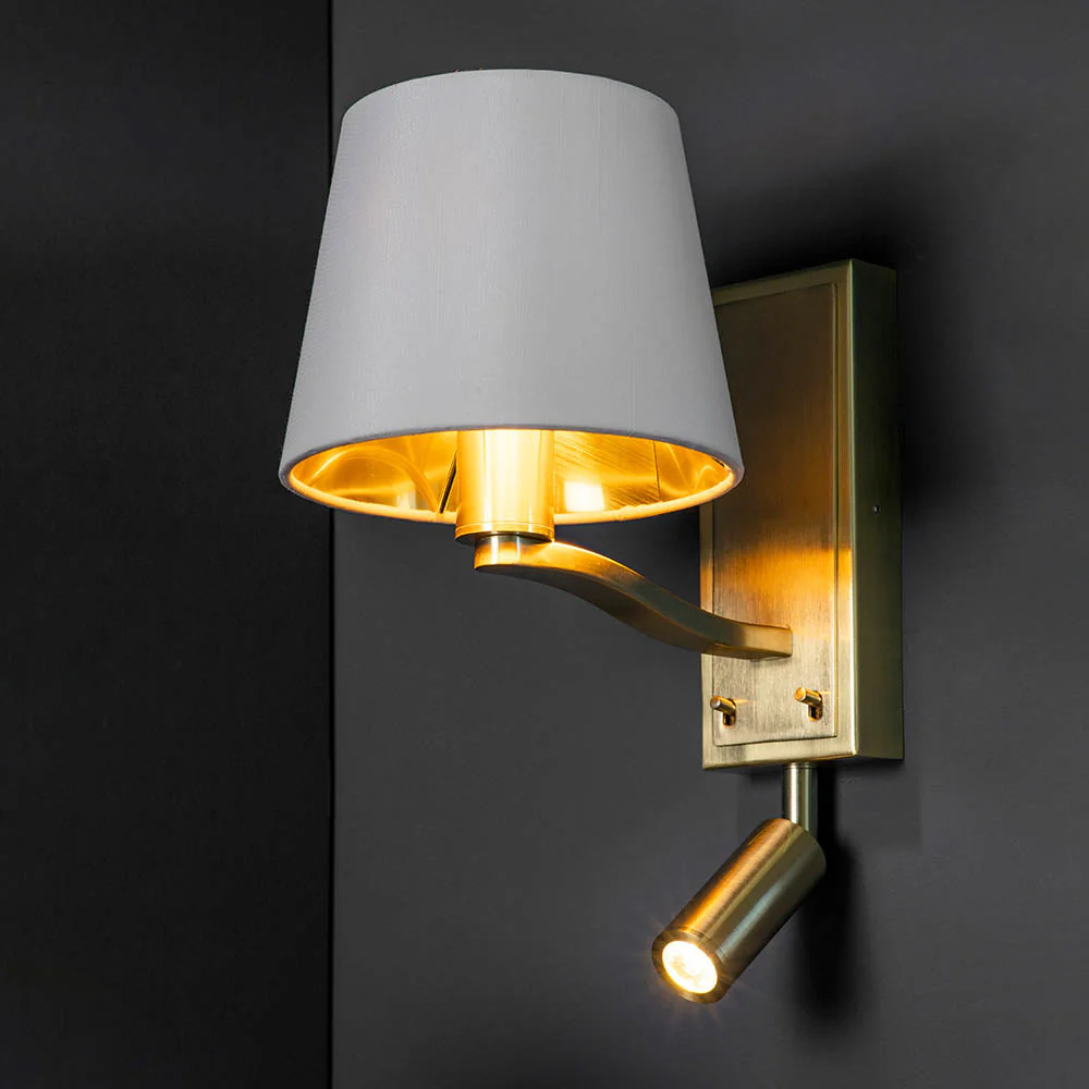 Shelbourne 1Lt Wall & Spot - Bright Nickel/Satin Gold E14+LED - Image 12