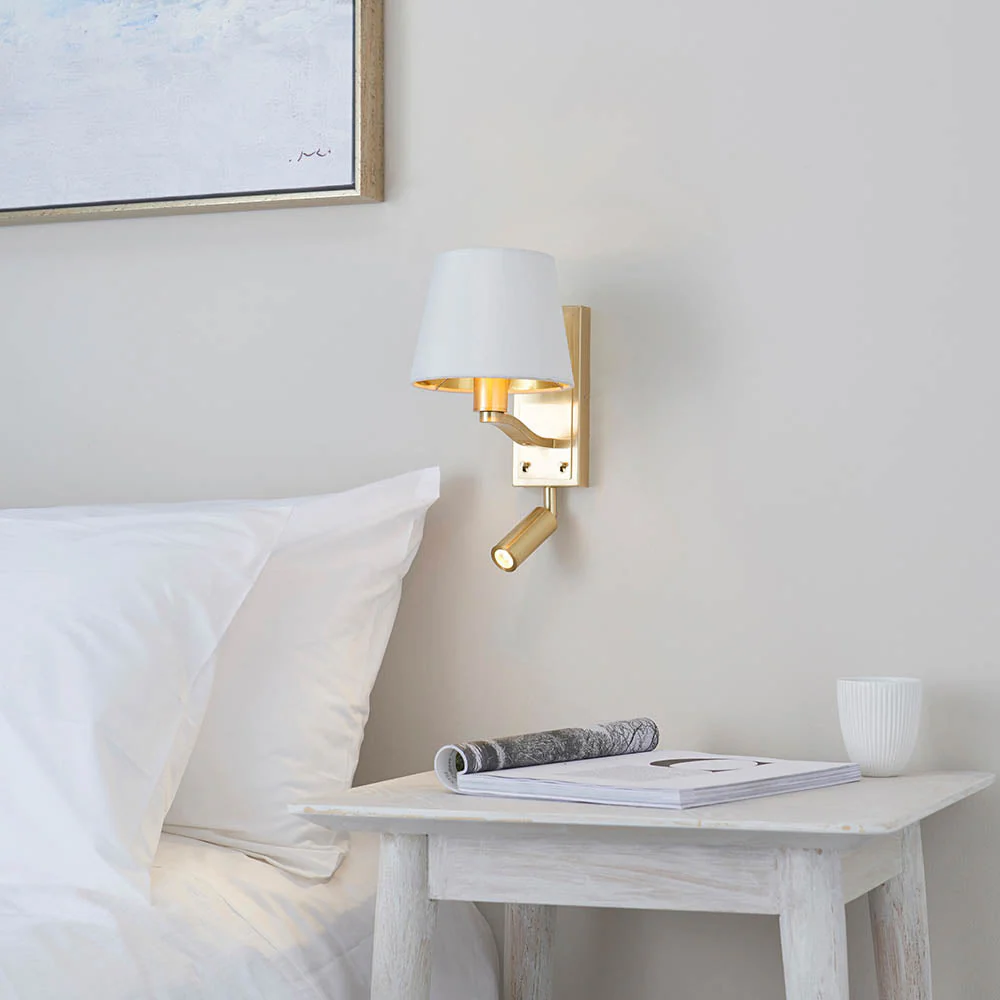 Shelbourne 1Lt Wall & Spot - Bright Nickel/Satin Gold E14+LED - Image 13