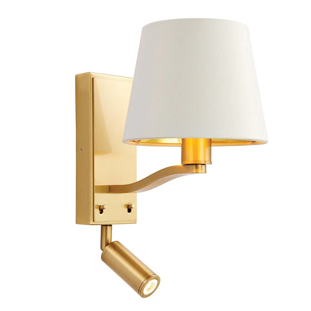 Shelbourne 1Lt Wall & Spot - Bright Nickel/Satin Gold E14+LED - Image 2