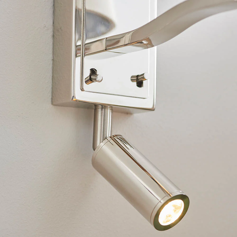 Shelbourne 1Lt Wall & Spot - Bright Nickel/Satin Gold E14+LED - Image 6