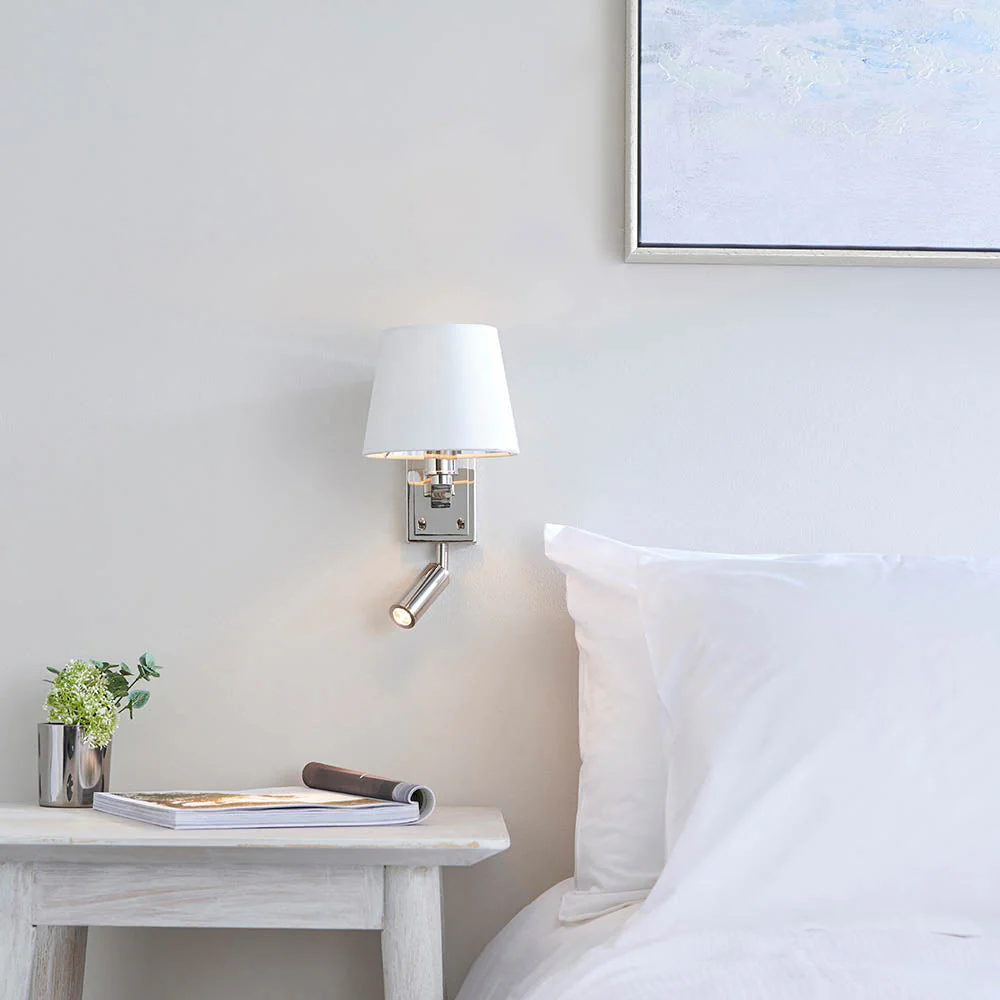 Shelbourne 1Lt Wall & Spot - Bright Nickel/Satin Gold E14+LED - Image 7