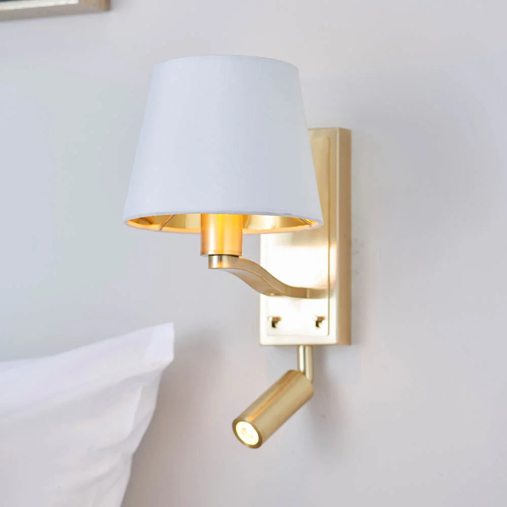 Shelbourne 1Lt Wall & Spot - Bright Nickel/Satin Gold E14+LED - Image 9