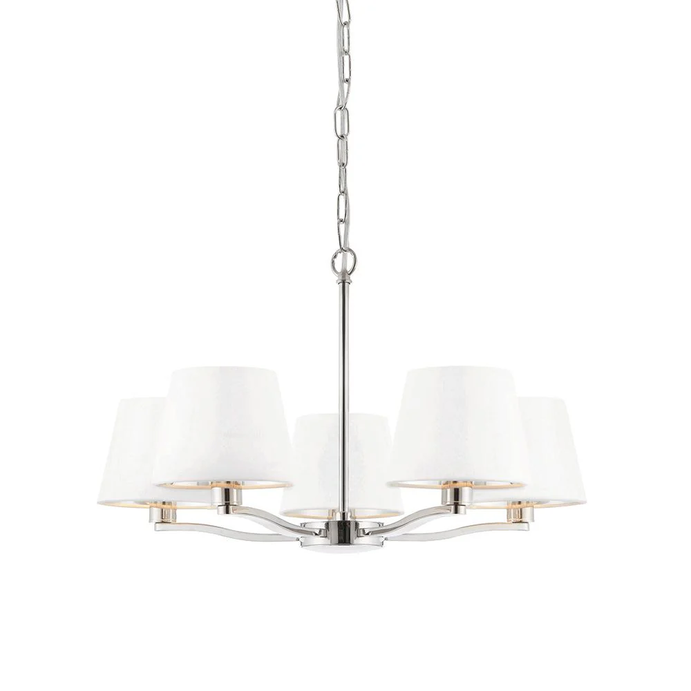 Shelbourne 5Lt Chandelier Pendant Light - Brushed Gold/Bright Nickel - Image 2