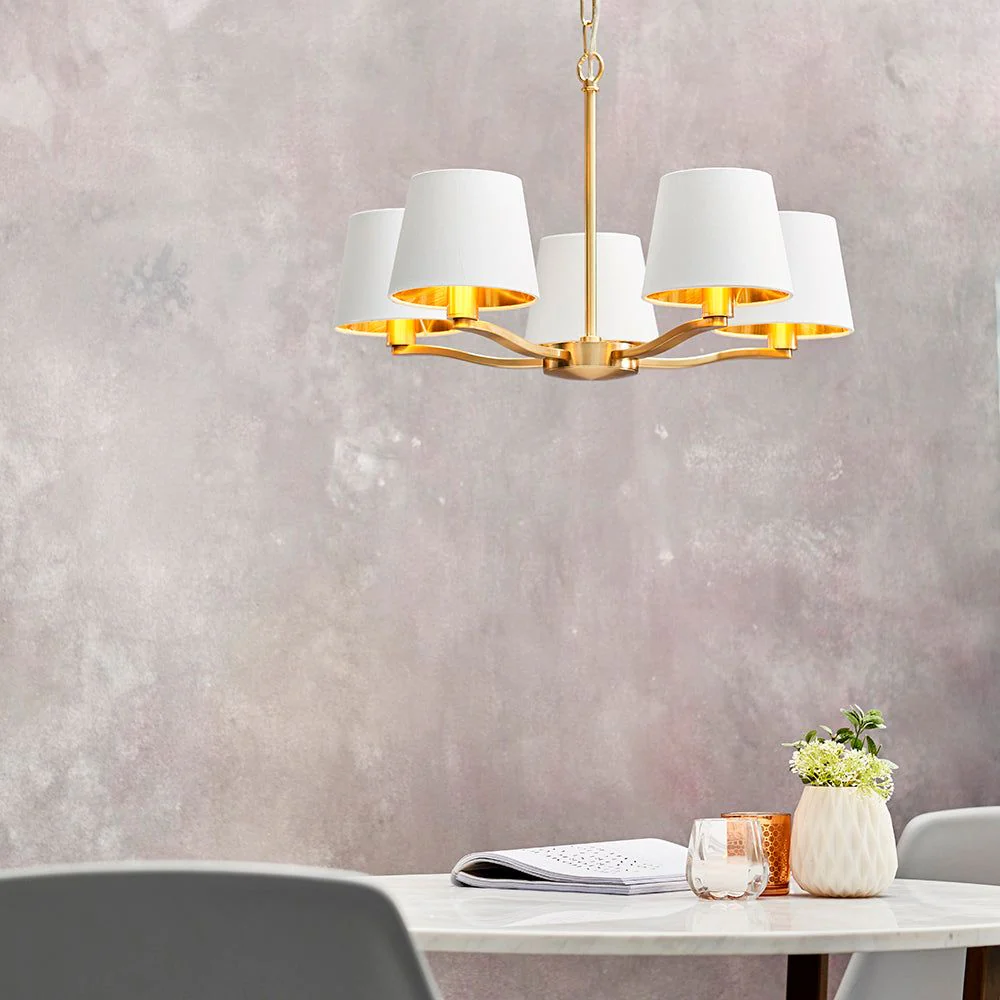 Shelbourne 5Lt Chandelier Pendant Light - Brushed Gold/Bright Nickel - Image 3