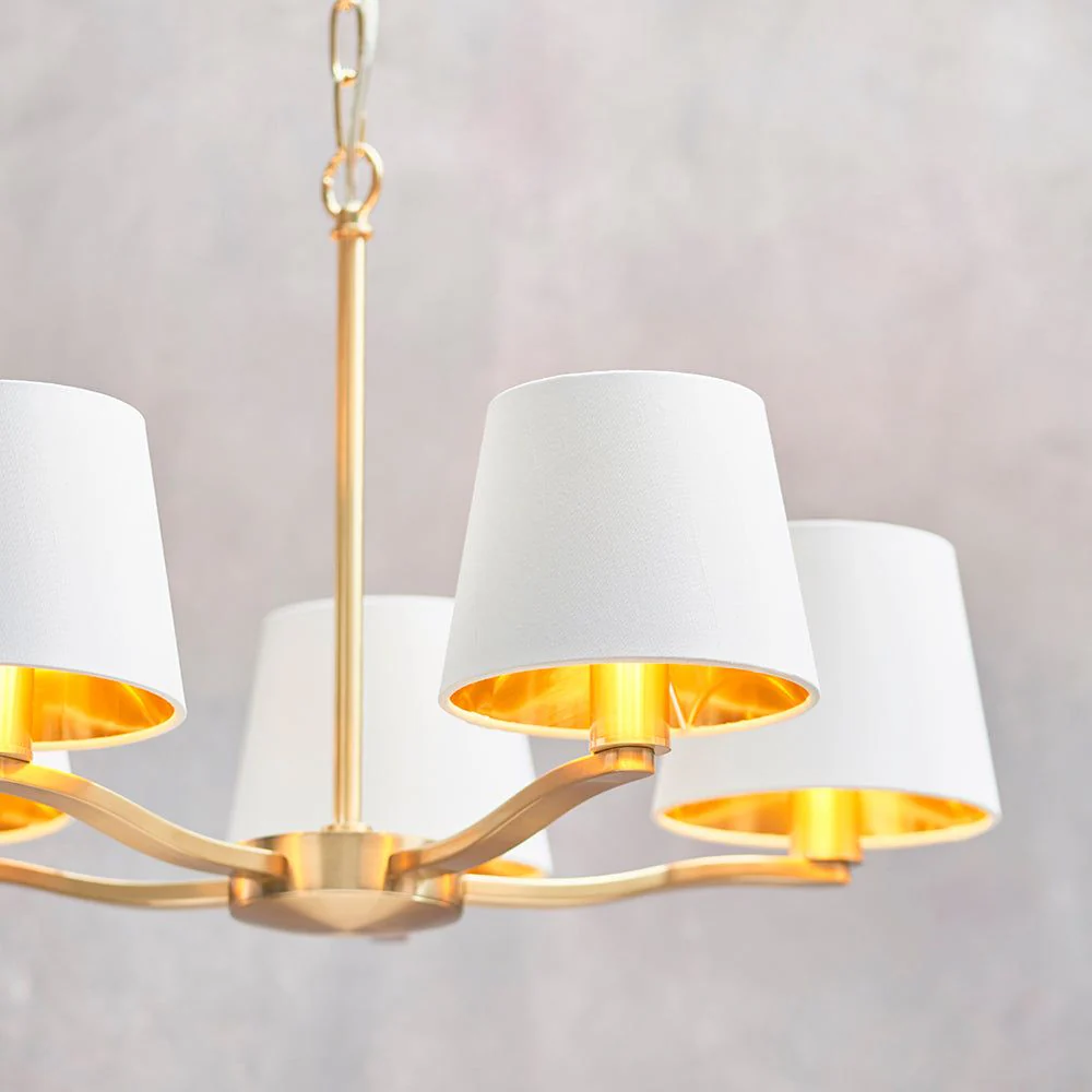 Shelbourne 5Lt Chandelier Pendant Light - Brushed Gold/Bright Nickel - Image 4