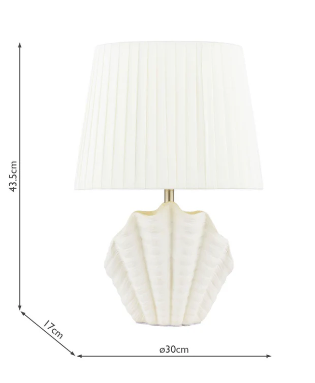 Shell Table Lamp White Ceramic and Satin Chrome With Shade - Image 4