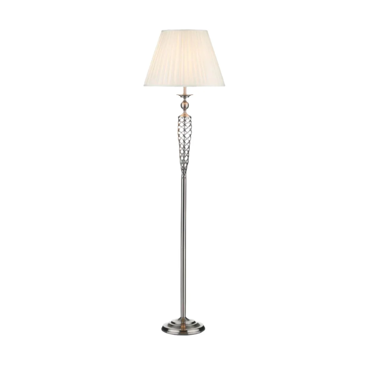 Siam Floor Lamp Antique Brass/ Satin Chrome With Shade E27 - Image 2