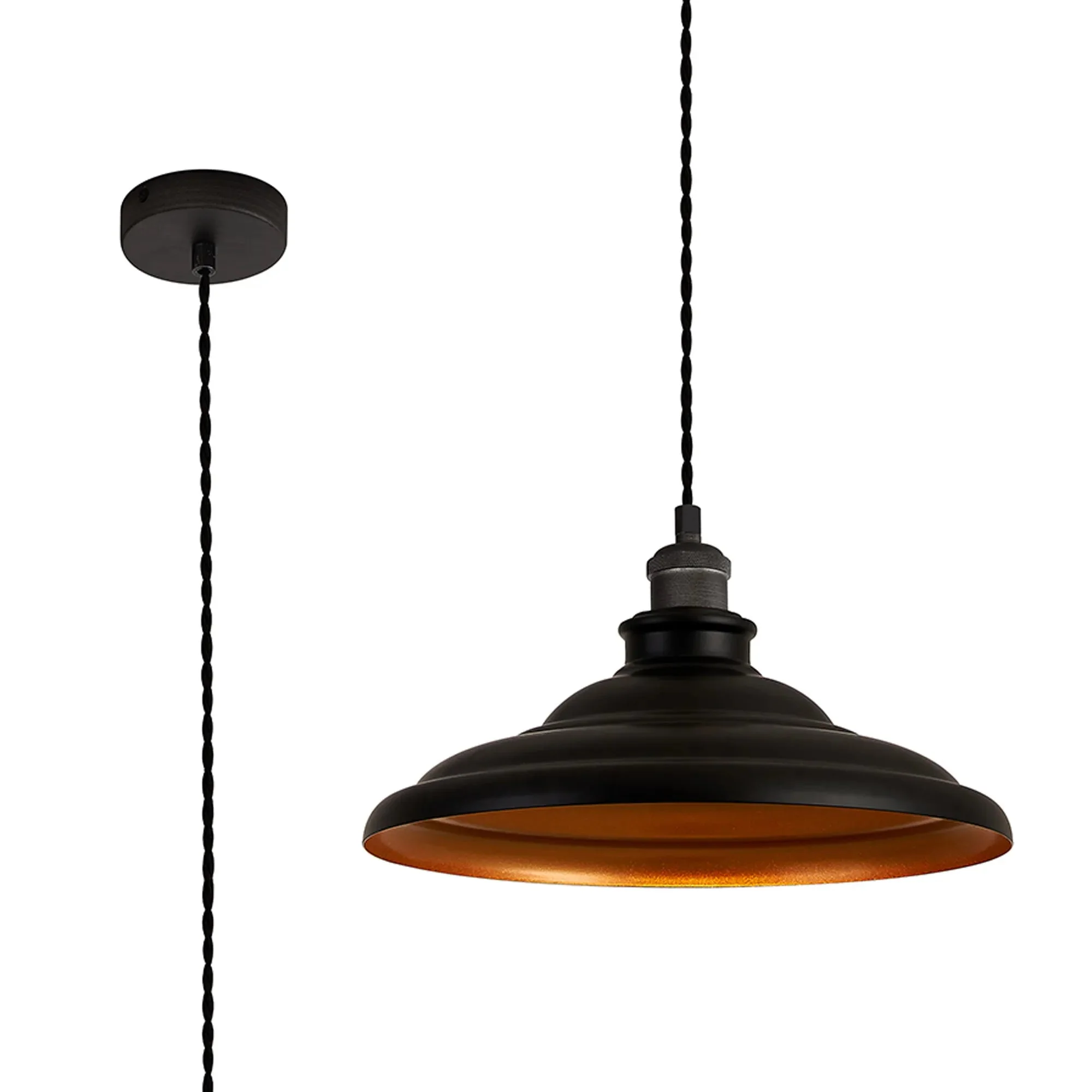 Sidley  1 Light Knurled Cable Pendant- Various Colours - Image 3