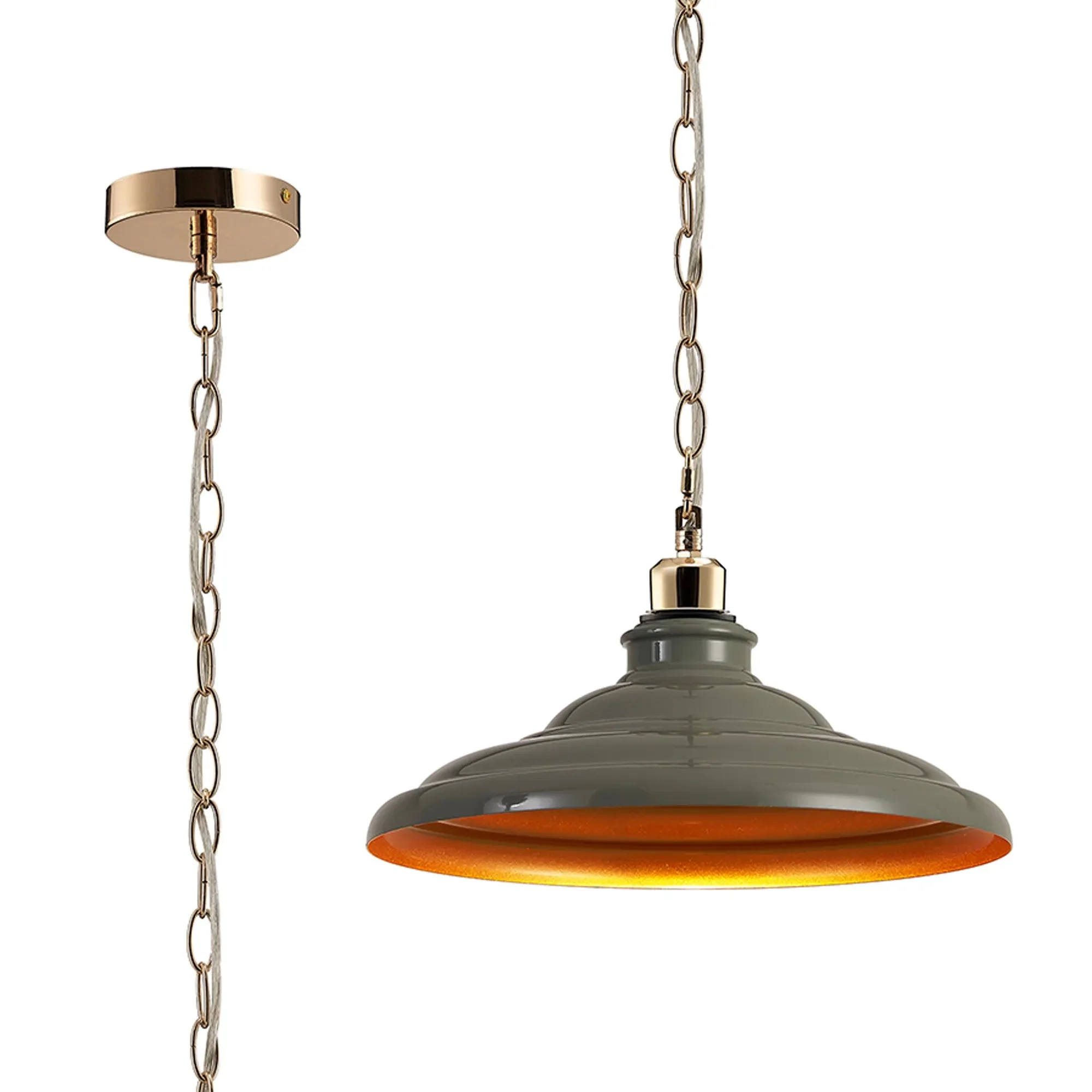 Sidley  1 Light Knurled Chain Pendant - Various Colours - Image 3