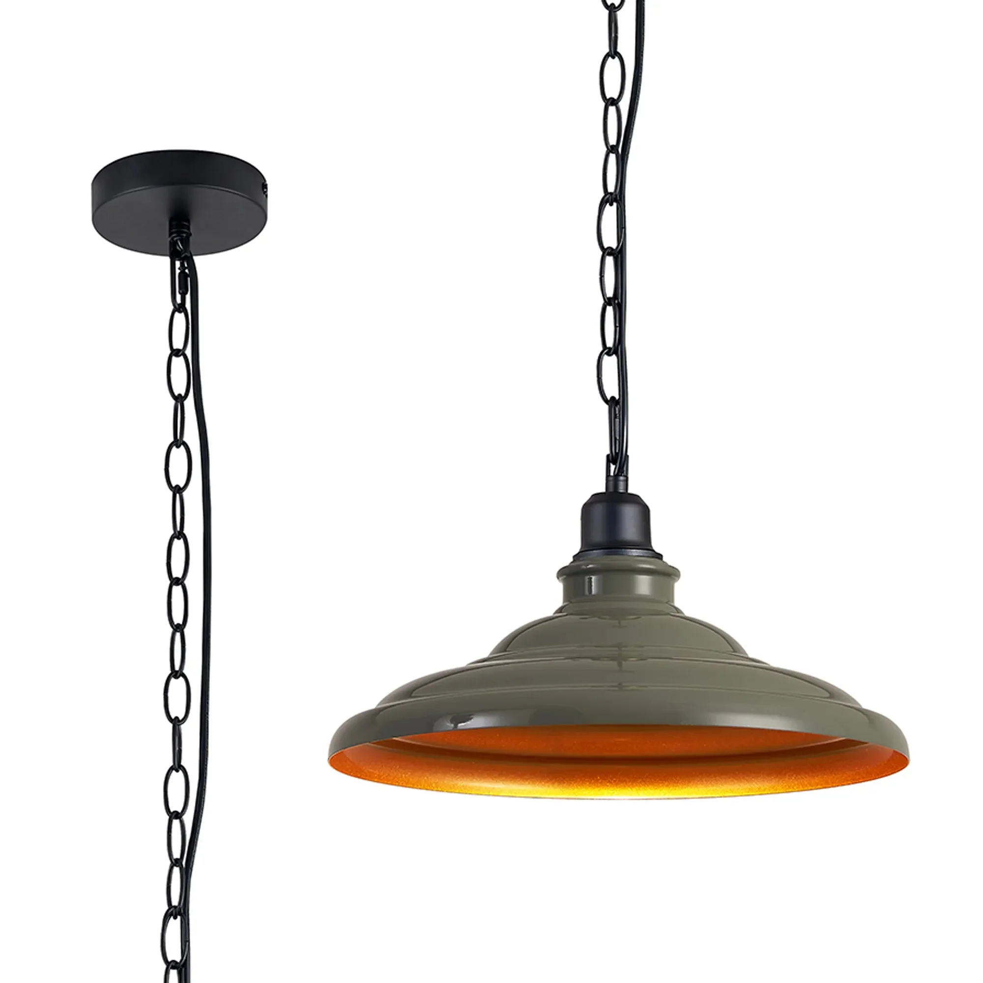 Sidley  1 Light Knurled Chain Pendant - Various Colours - Image 7