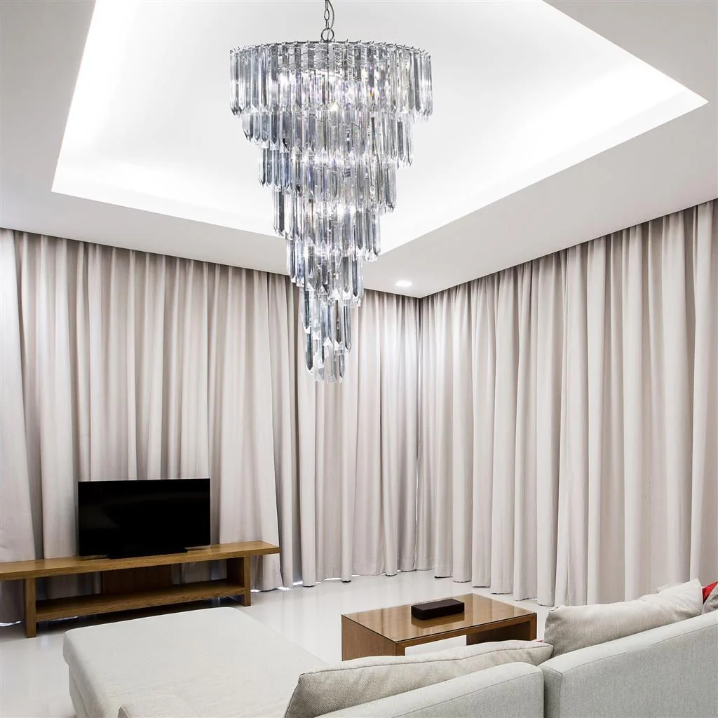 SIGMA 9Lt Crystal Ceiling Light - Chrome & Clear Acrylic Rods Finish - Image 3