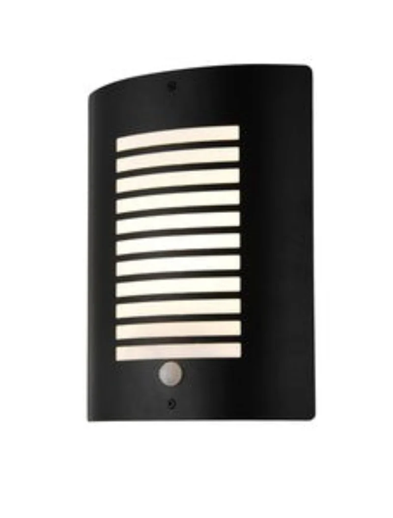 Sigma Wall Lantern With PIR, Black/ Stainless Steel - Image 2