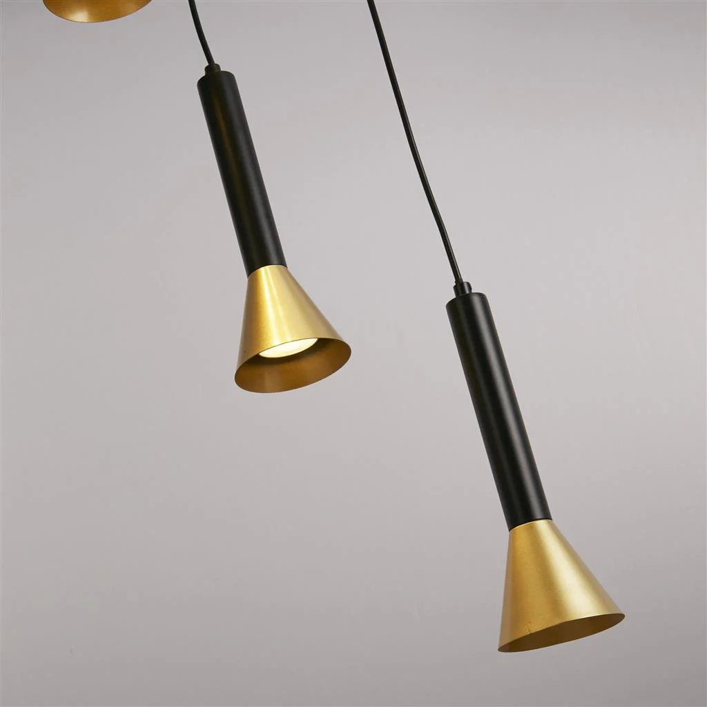 Signal 5Lt Multi-Drop Pendant - Black & Gold Metal GU10 - Image 2