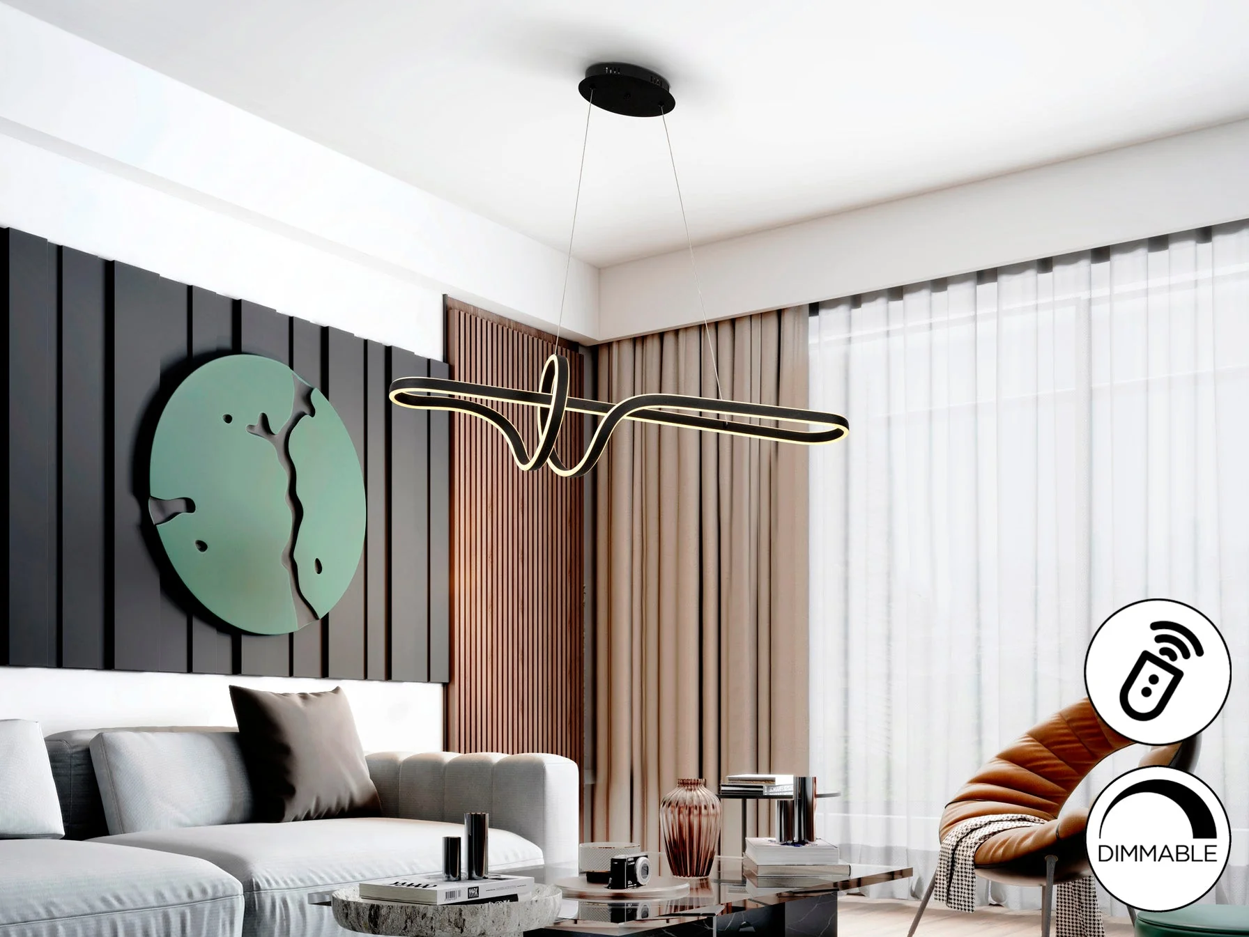 Sinphony LED Linear Pendant - Matt Black - Image 4