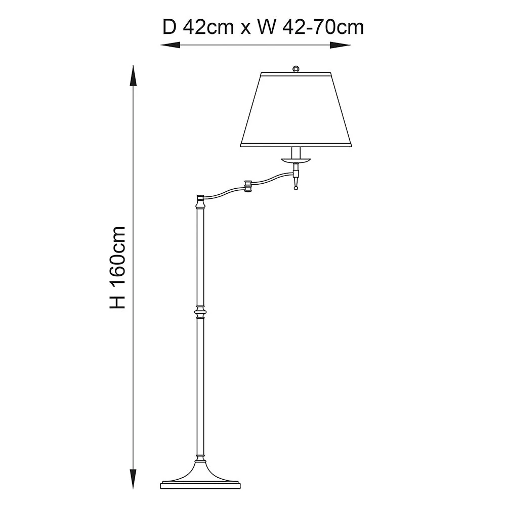 Sirius Swing Arm Floor Lamp Beige Shade - Antique Brass/Nickel Finish E27 - Image 10