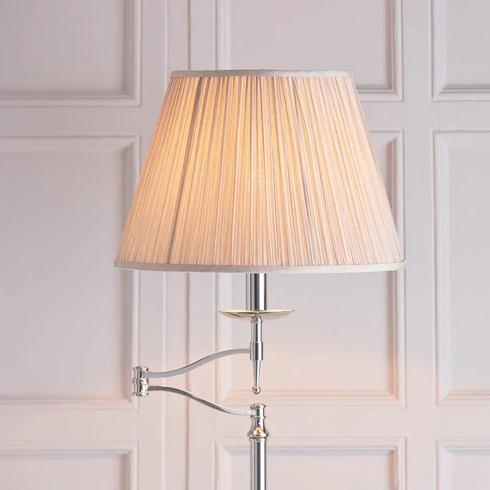 Sirius Swing Arm Floor Lamp Beige Shade - Antique Brass/Nickel Finish E27 - Image 13