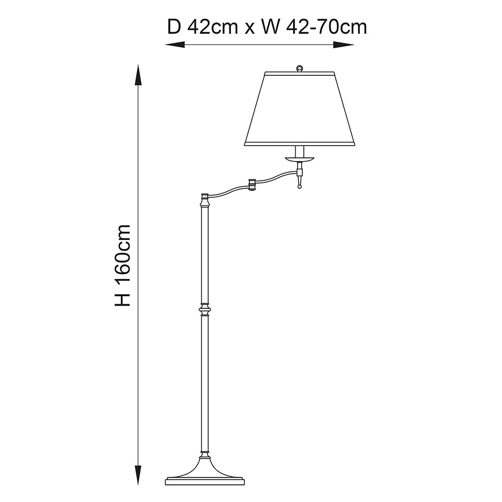 Sirius Swing Arm Floor Lamp Beige Shade - Antique Brass/Nickel Finish E27 - Image 18