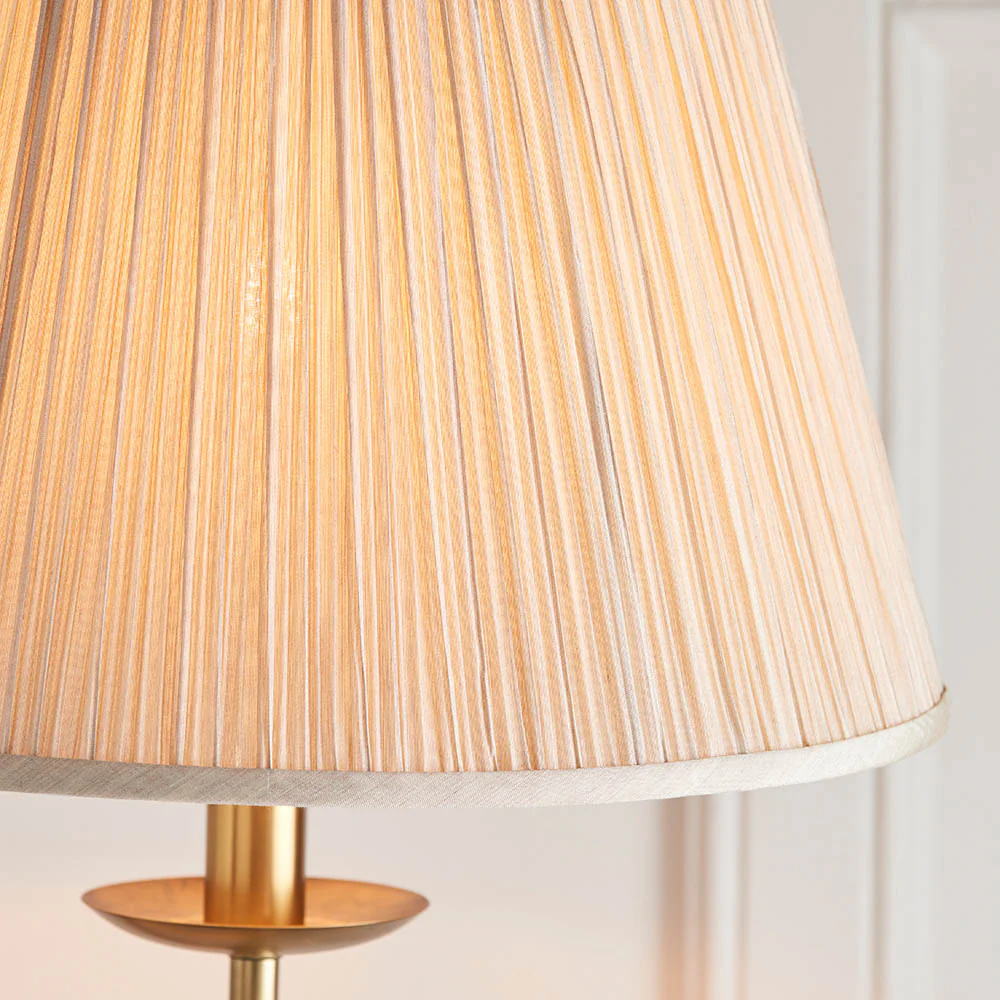 Sirius Swing Arm Floor Lamp Beige Shade - Antique Brass/Nickel Finish E27 - Image 7