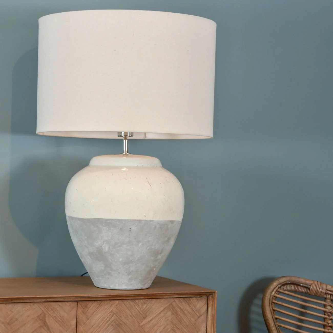 Skyline Small/Medium/Large Porcelain Table Lamp & Shade - Grey Finish - Image 6