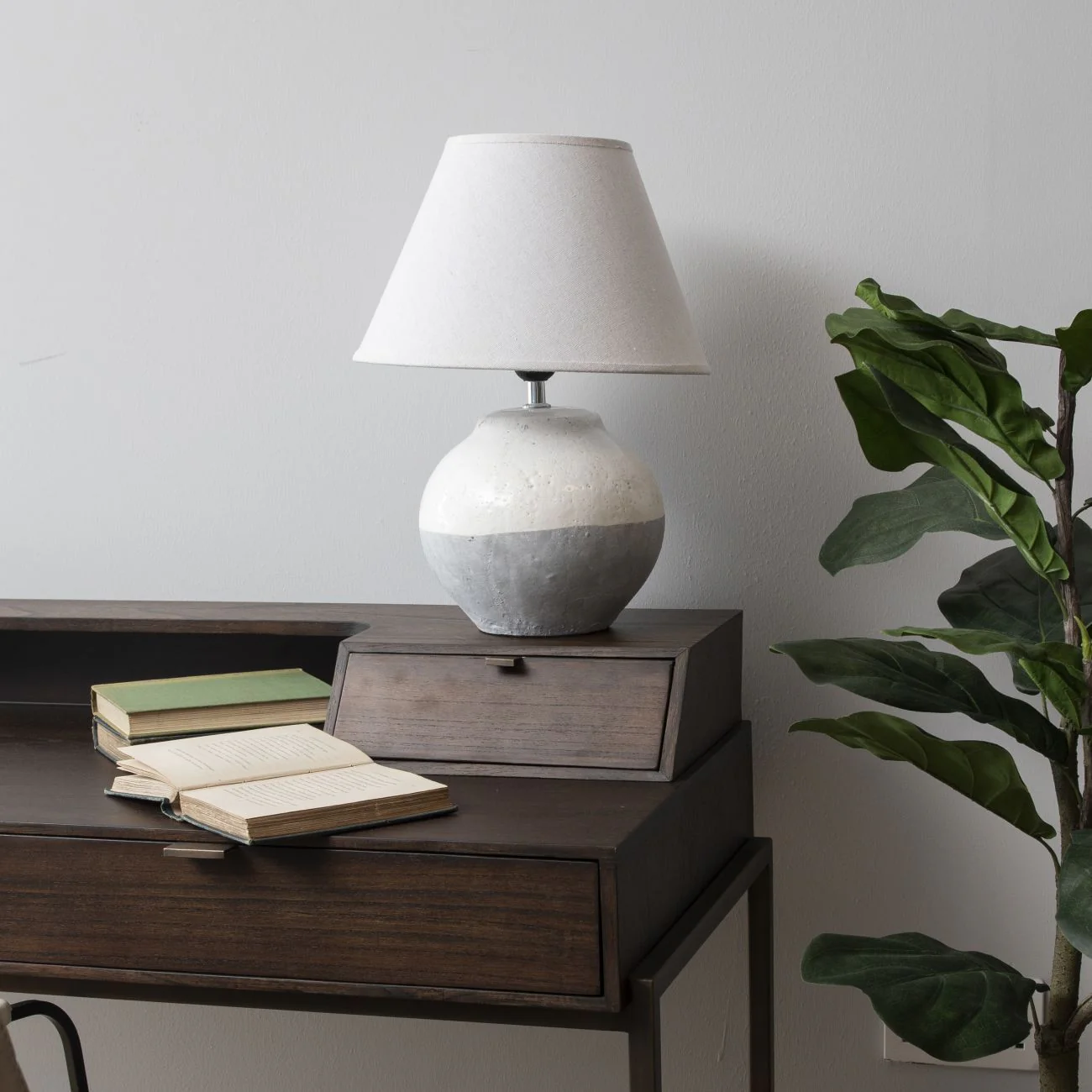 Skyline Small/Medium/Large Porcelain Table Lamp & Shade - Grey Finish - Image 2