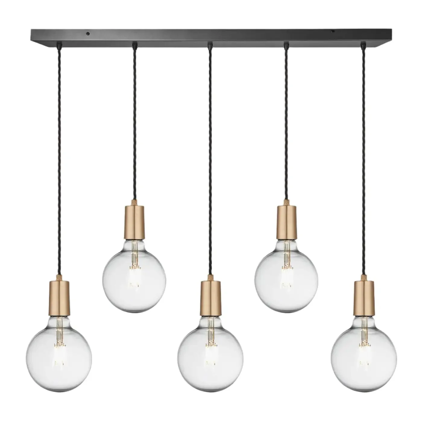 Sleek Edison 5Lt Cluster Lights - Pewter/ Brass - Image 3