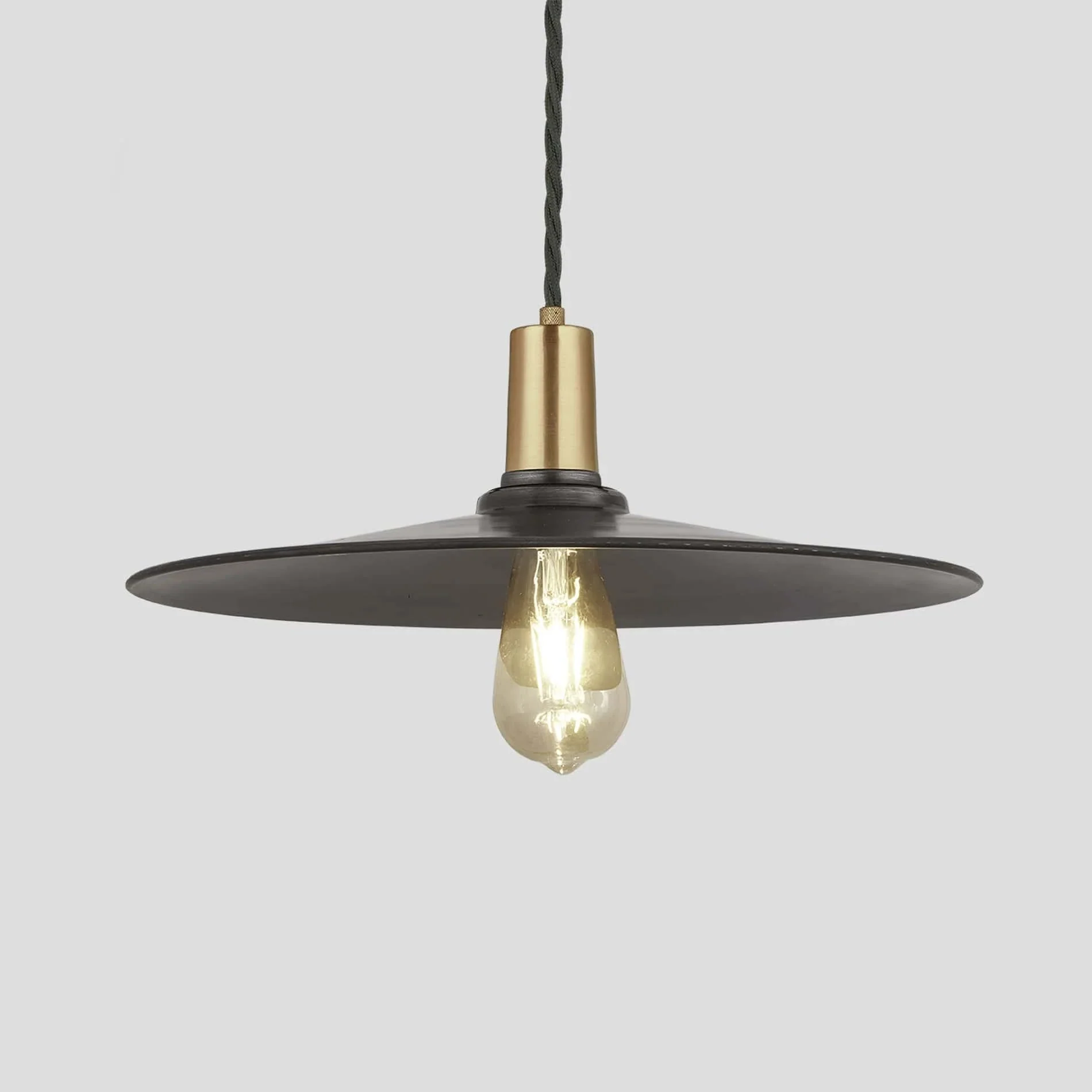 Sleek Flat Pendant - 15 Inch - Brass/Pewter - Image 6