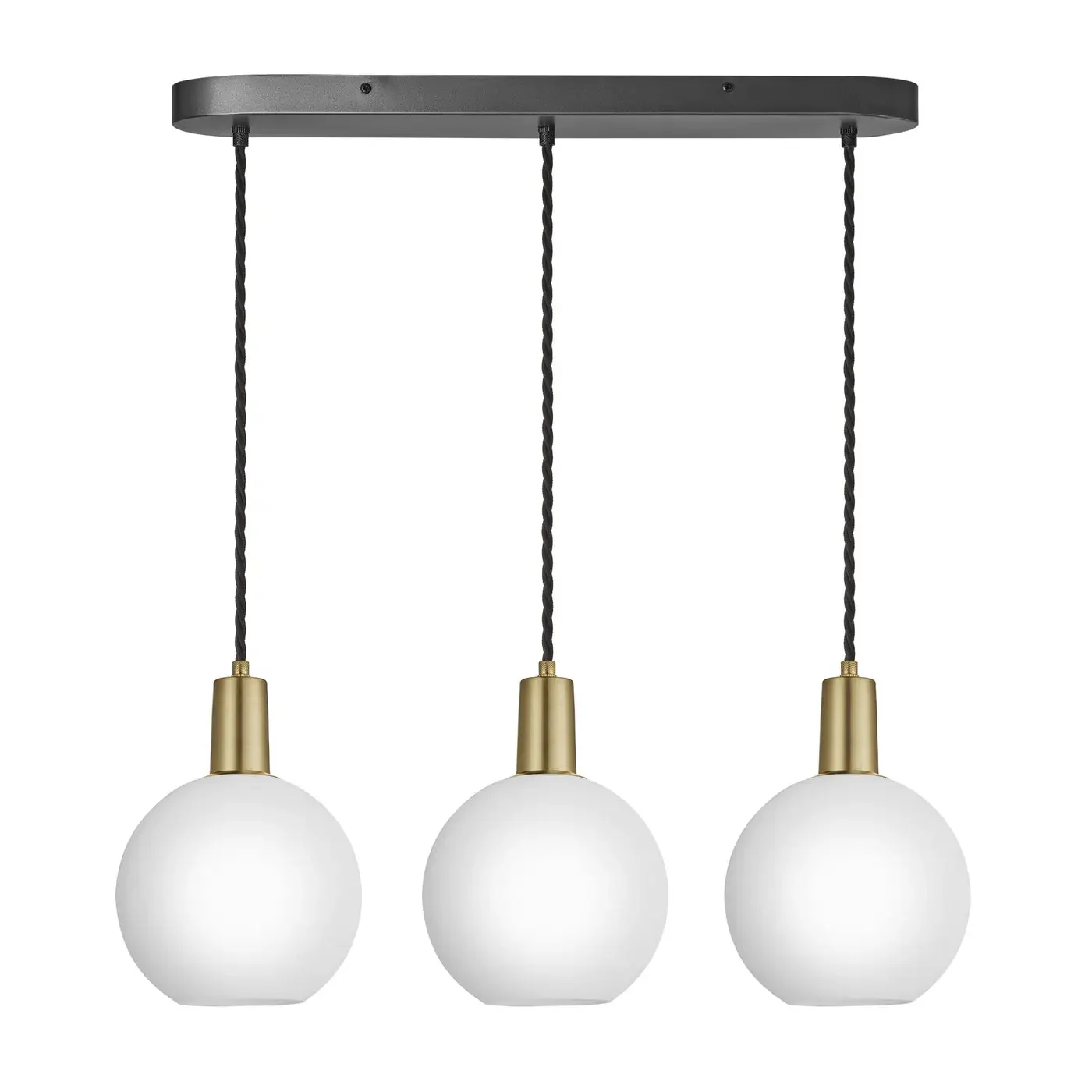 Sleek Opal Glass Globe 3 Wire Cluster Lights - Pewter/ Gold - Image 2