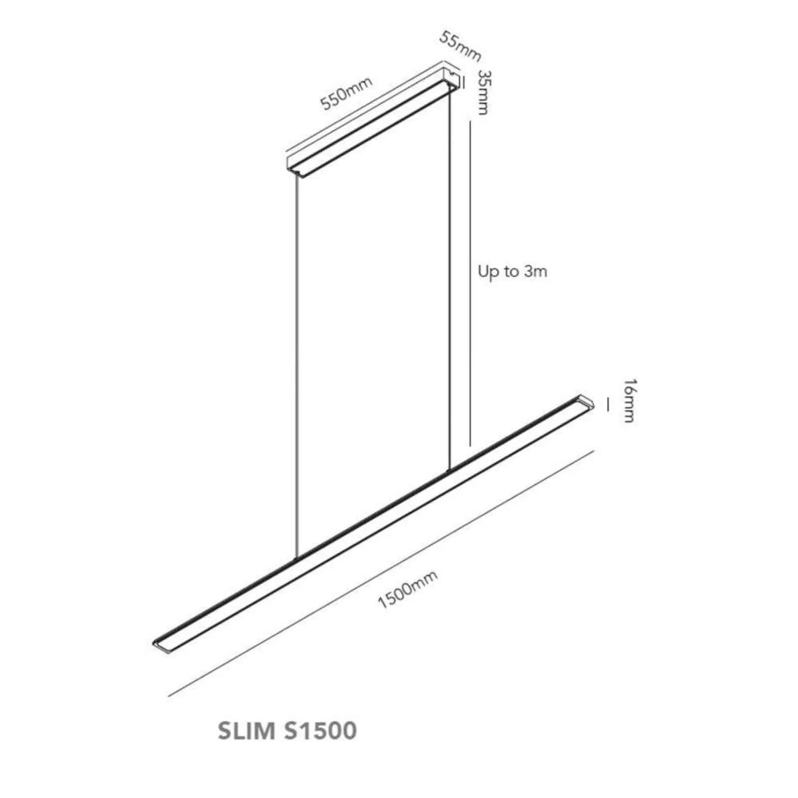 Slim S1200/ S1500/ S1800 Pendant (2700/3000K)- Various Finishes - Image 7