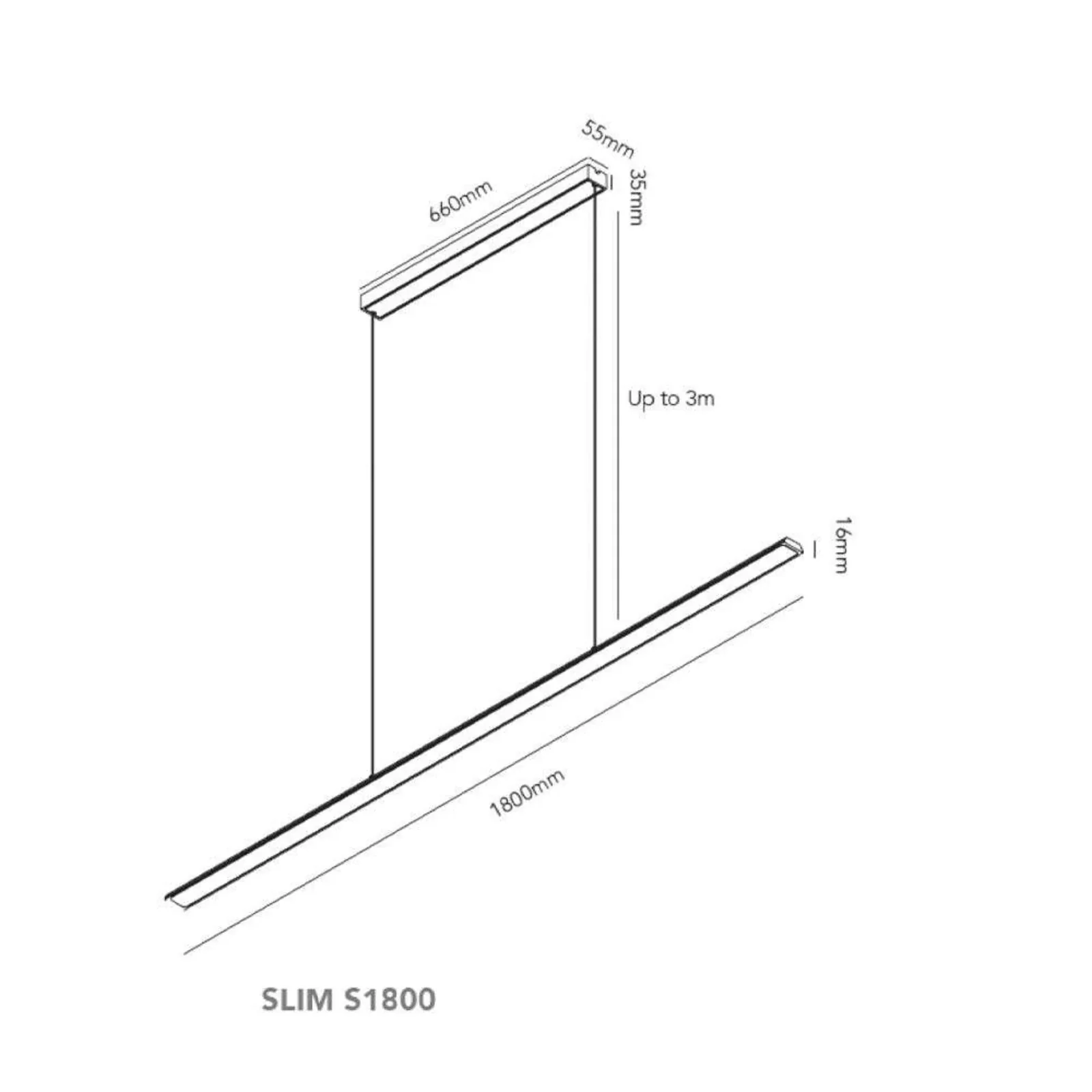 Slim S1200/ S1500/ S1800 Pendant (2700/3000K)- Various Finishes - Image 8