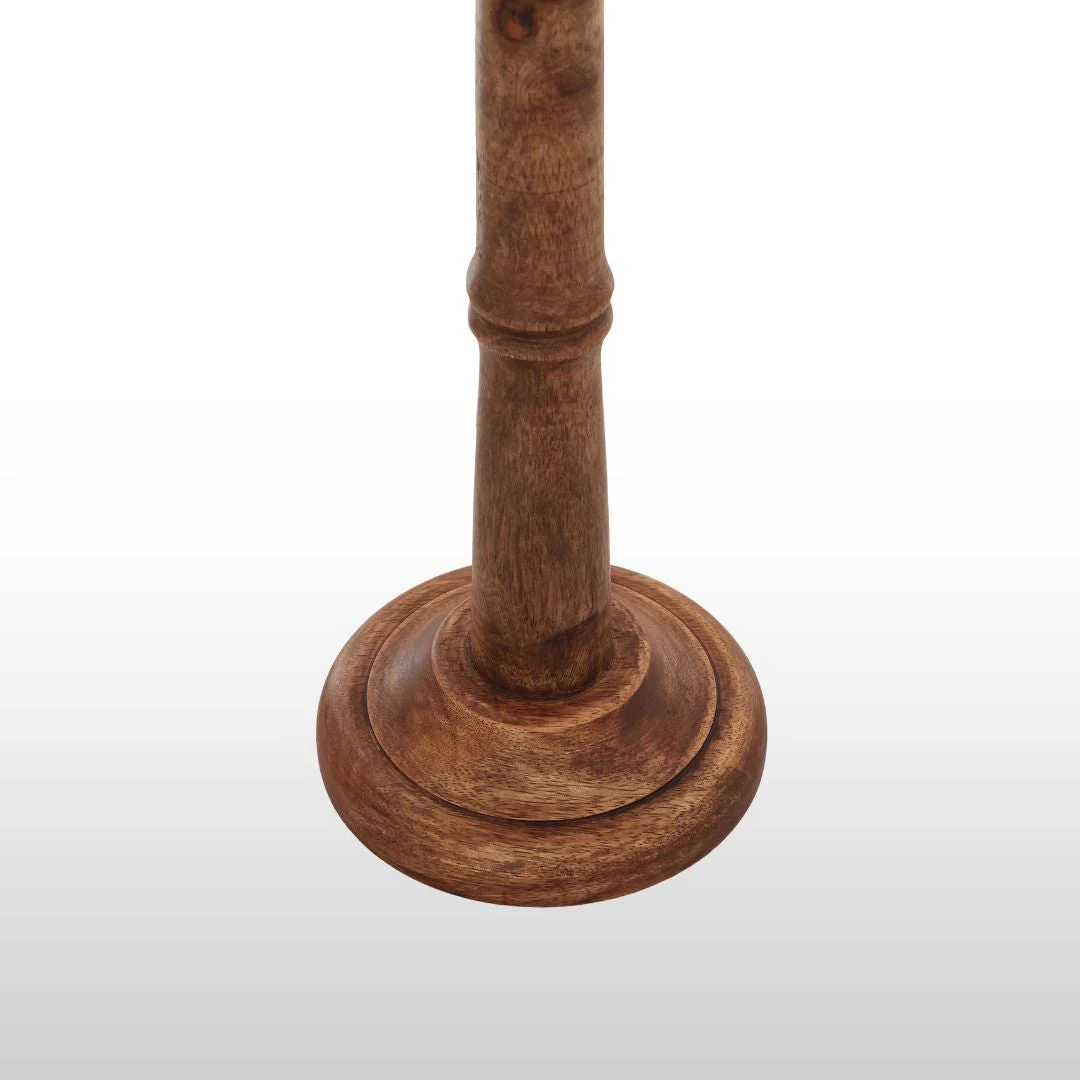 Howen Small Wooden Table Lamp- Neutral Lampshade - Image 3