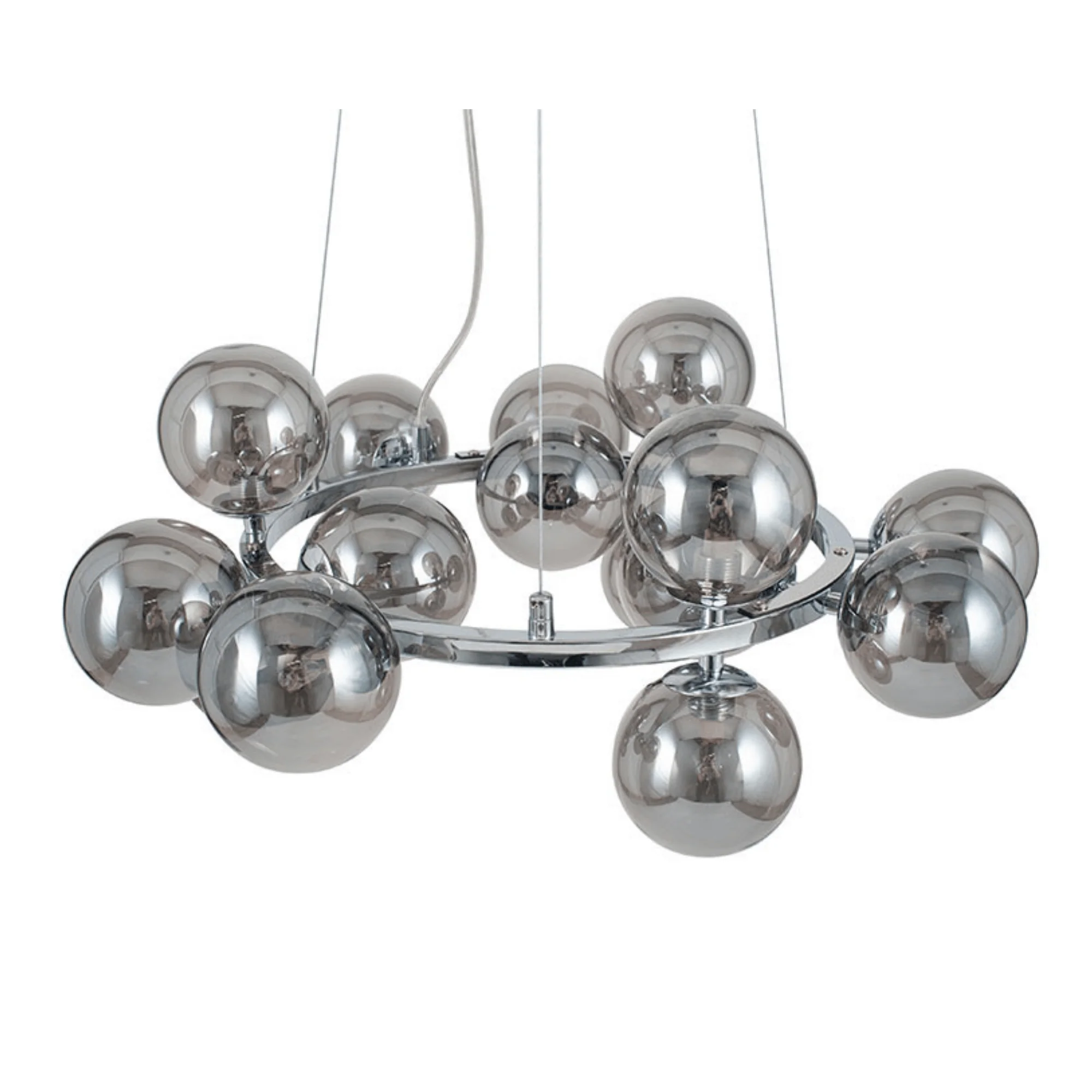 Smoke Glass Ball and Chrome Metal Pendant