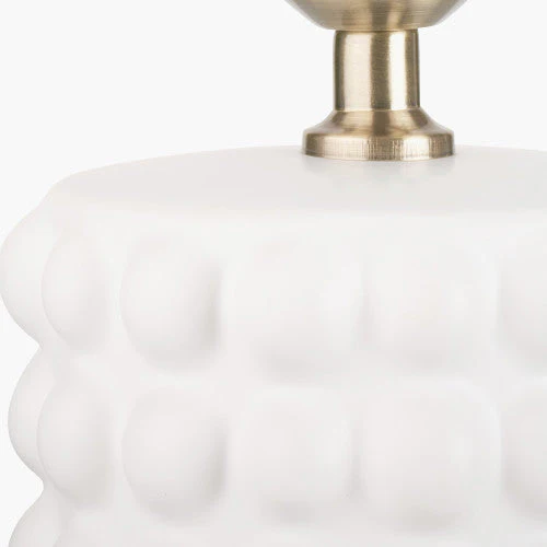 Sohan White Bobbled Ceramic Table Lamp Base with Black Linen Drum Shade - Image 2