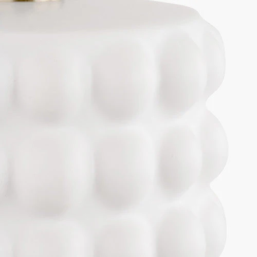 Sohan White Bobbled Ceramic Table Lamp Base with Black Linen Drum Shade - Image 3