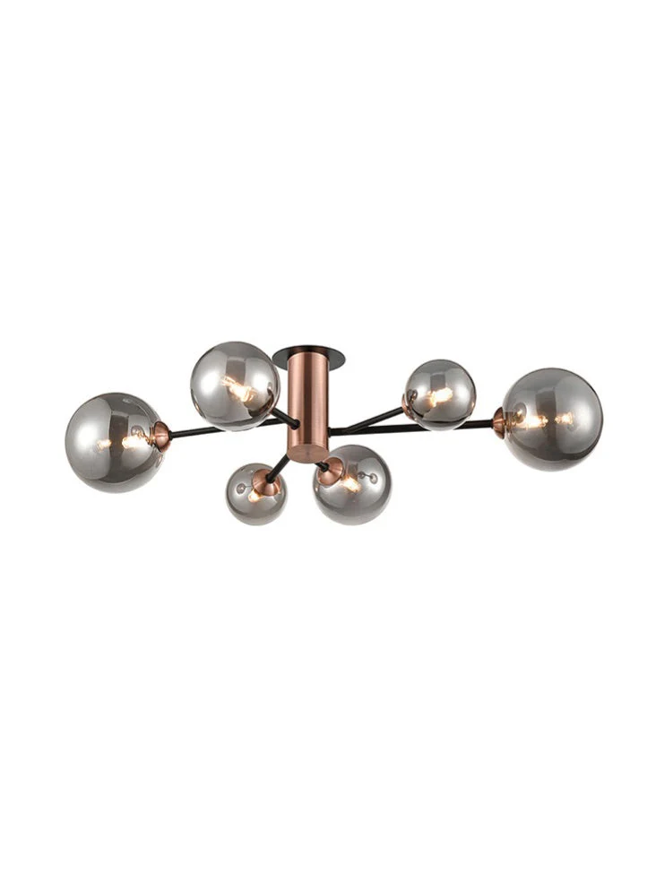 Solero 4/6/8Lt Indoor Semi Flush Ceiling Light - Black & Copper Finish - Image 2