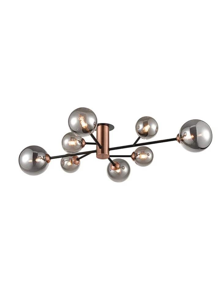 Solero 4/6/8Lt Indoor Semi Flush Ceiling Light - Black & Copper Finish - Image 3