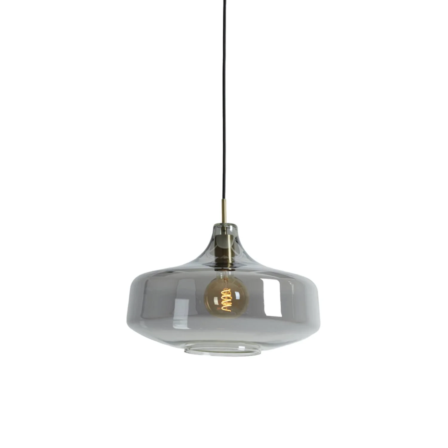 Solna 1Lt Pendant - Black & Smoked Glass - Image 4