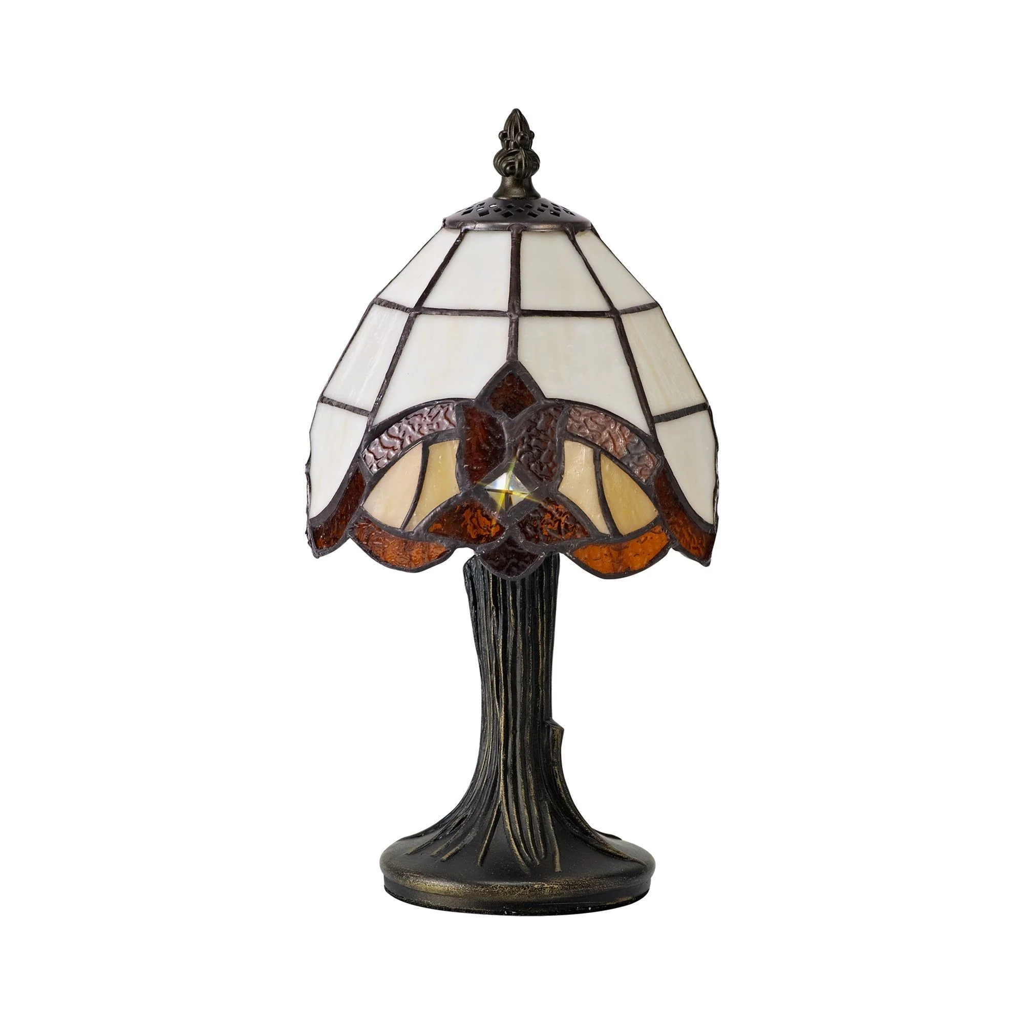 Sonic Tiffany Table Lamp, 1 x E14, Cream/Amber/Clear Crystal Shade - Image 4