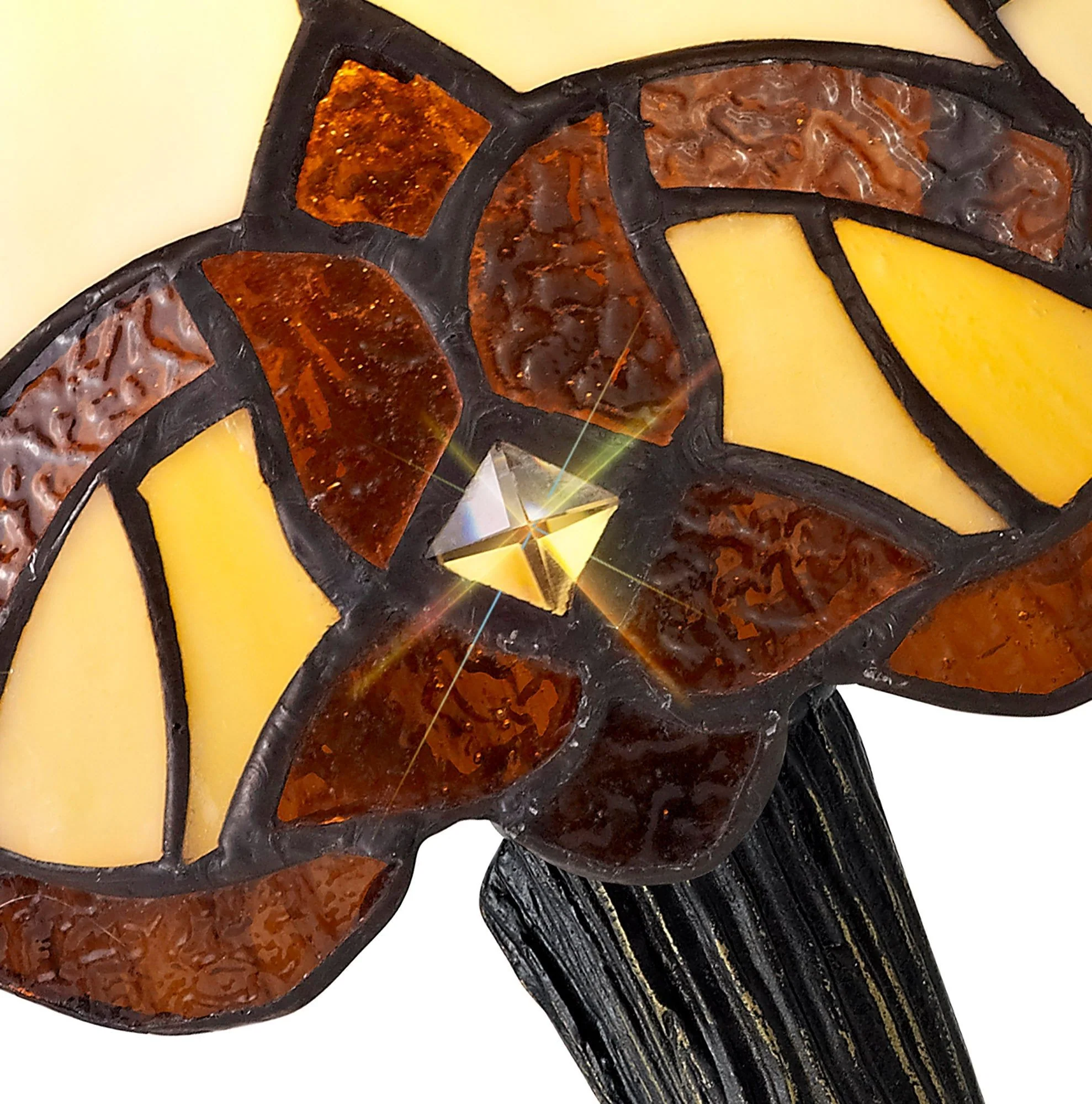 Sonic Tiffany Table Lamp, 1 x E14, Cream/Amber/Clear Crystal Shade - Image 5