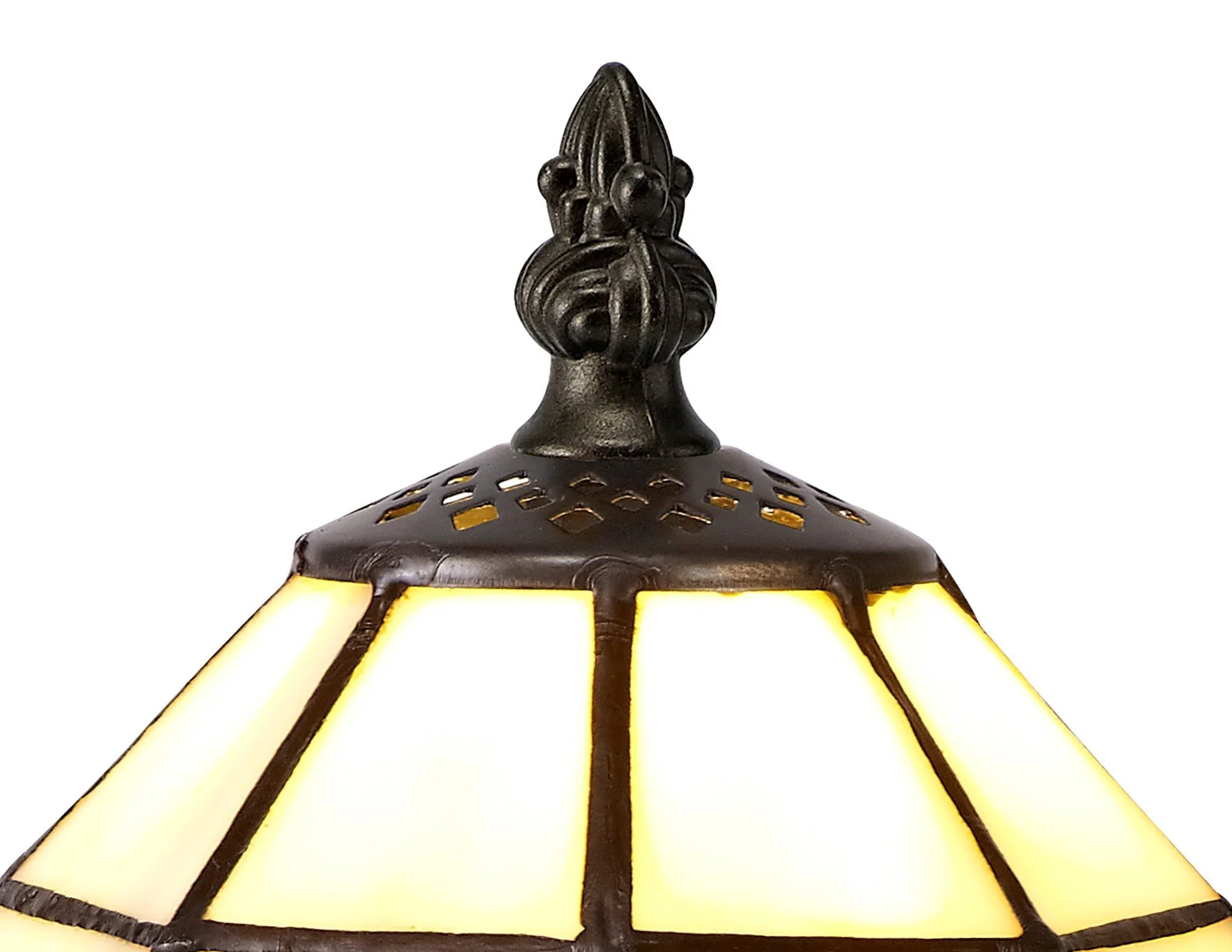 Sonic Tiffany Table Lamp, 1 x E14, Cream/Amber/Clear Crystal Shade - Image 6
