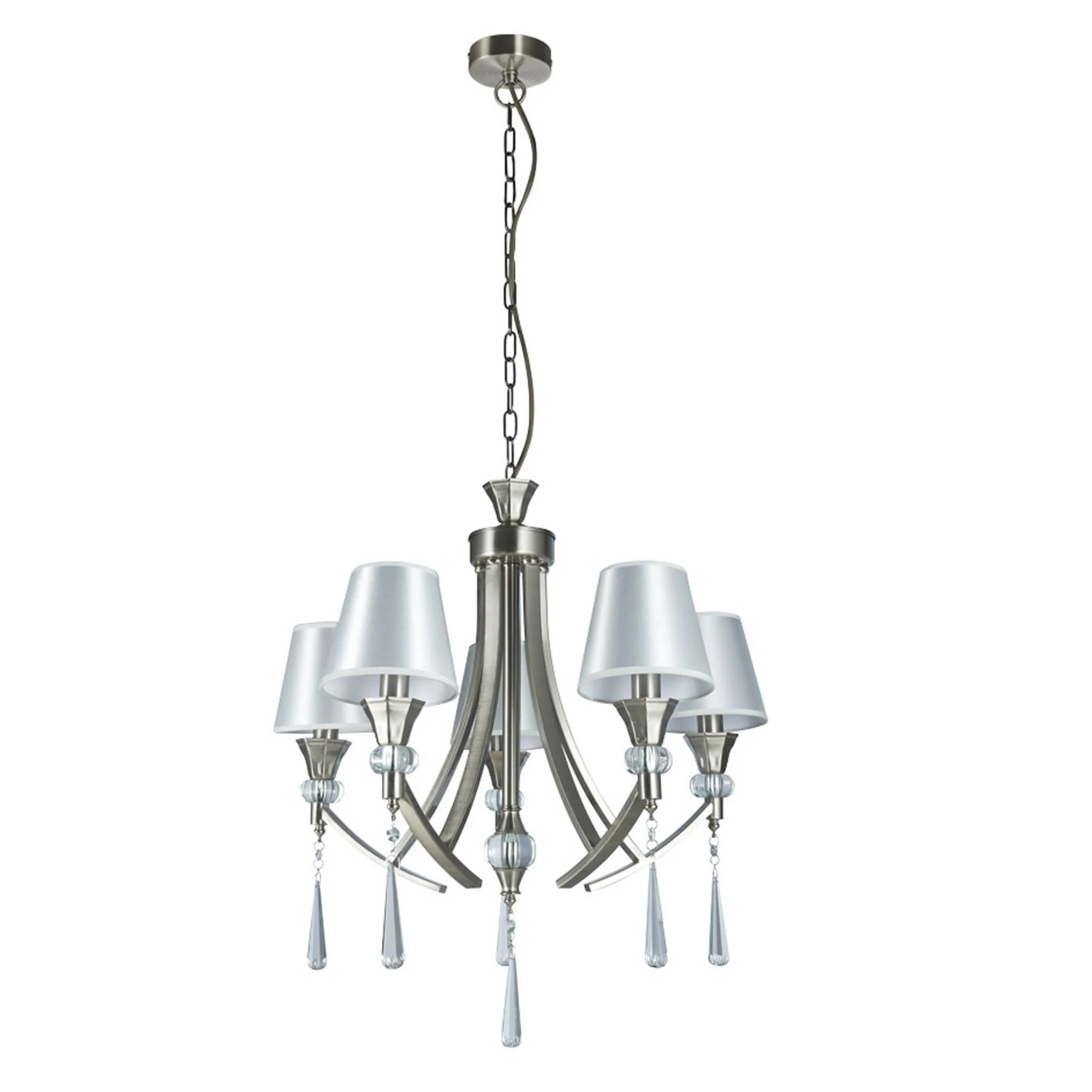Sophia 5 Light Crystal Ceiling Light - Antique Brass Satin Chrome Finish - Image 2