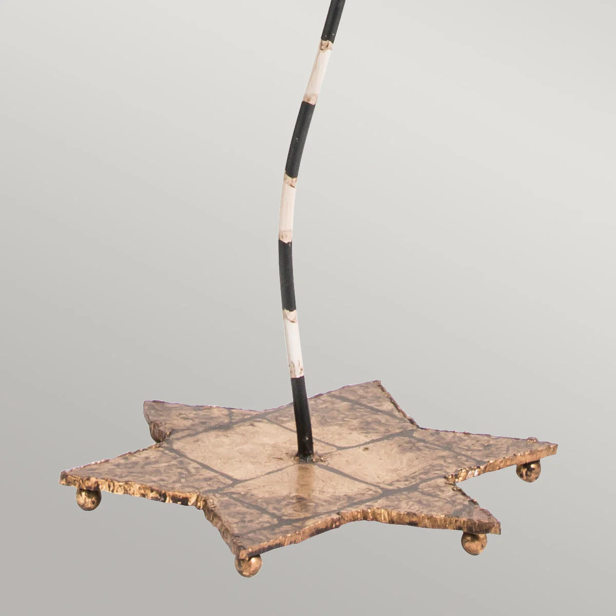 South Beach 1 Light -Floor Lamp - Black, Putty & Gold Leaf with Black and Cream Striped Shade E27 - Image 4