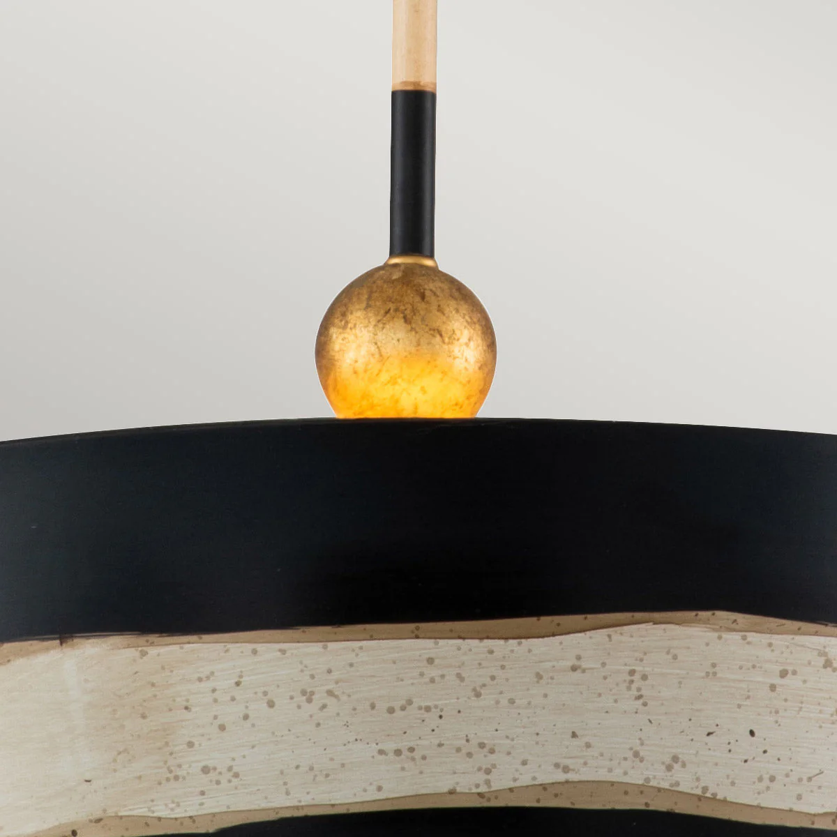 South Beach 1 Light Pendant - Black, Putty & Gold Leaf - Image 3