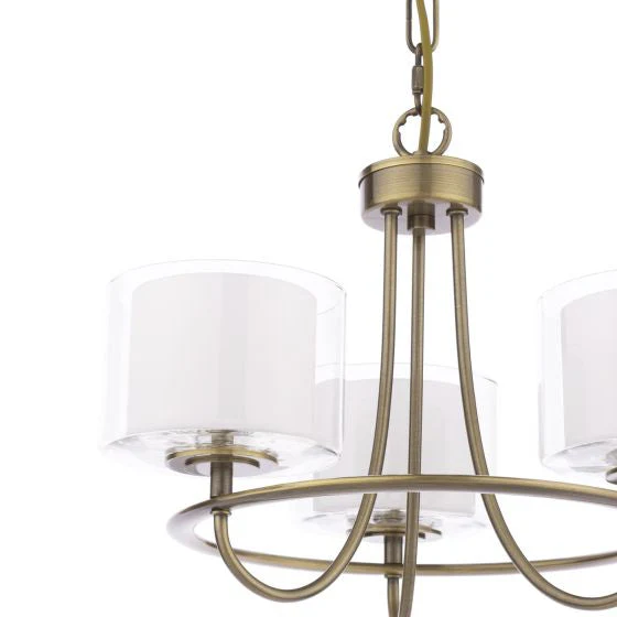 Southwell 3/5 Light Armed Pendant Antique Brass and Opal Glass - Image 11
